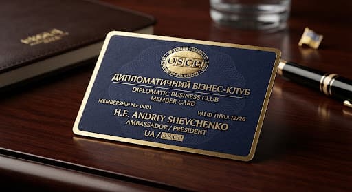 Лицьова сторона членської картки дипломатичного бізнес-клубу